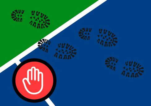 ZAKAZ WSTĘPU W POBRUDZONYM OBUWIU